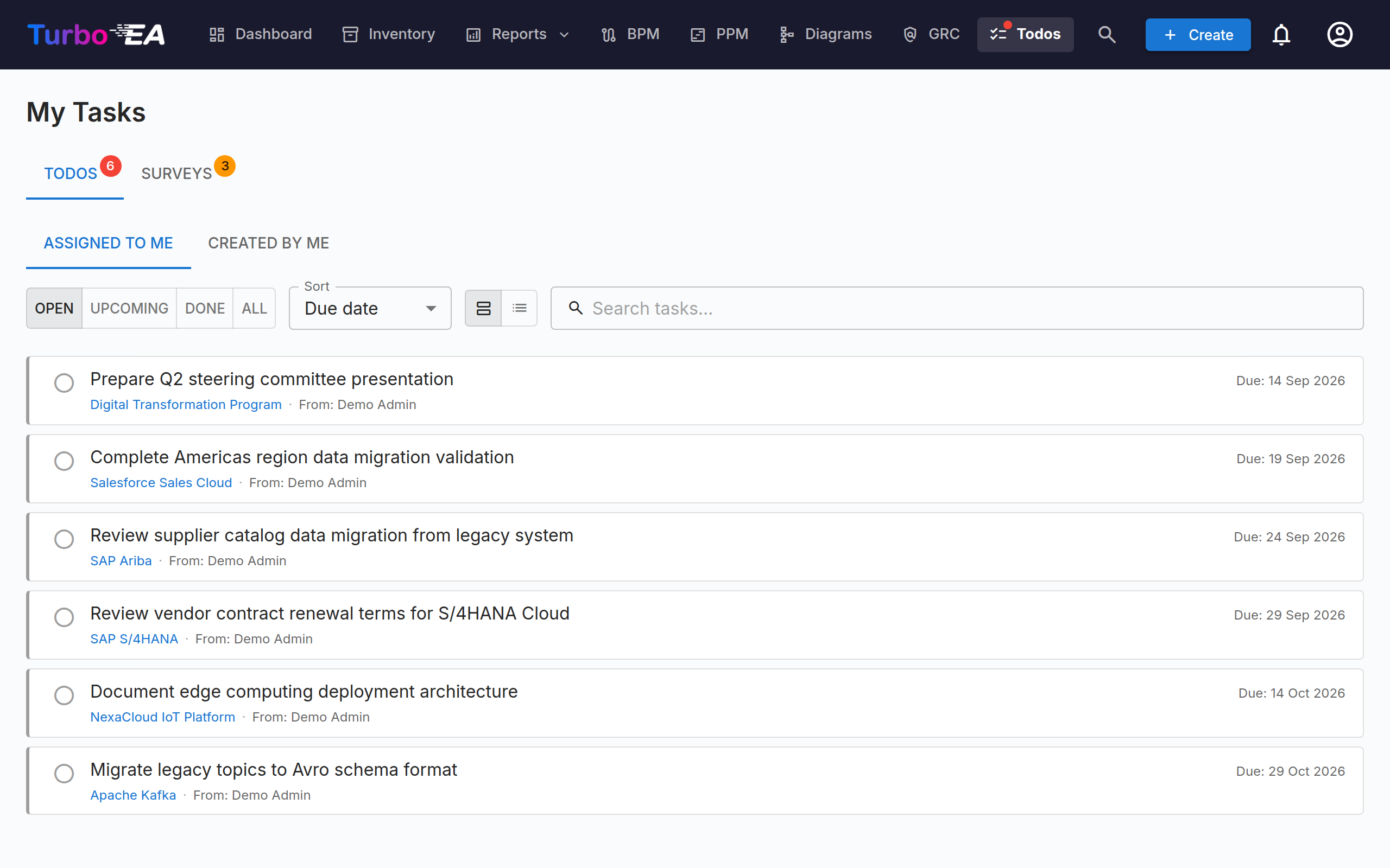 My Tasks Section