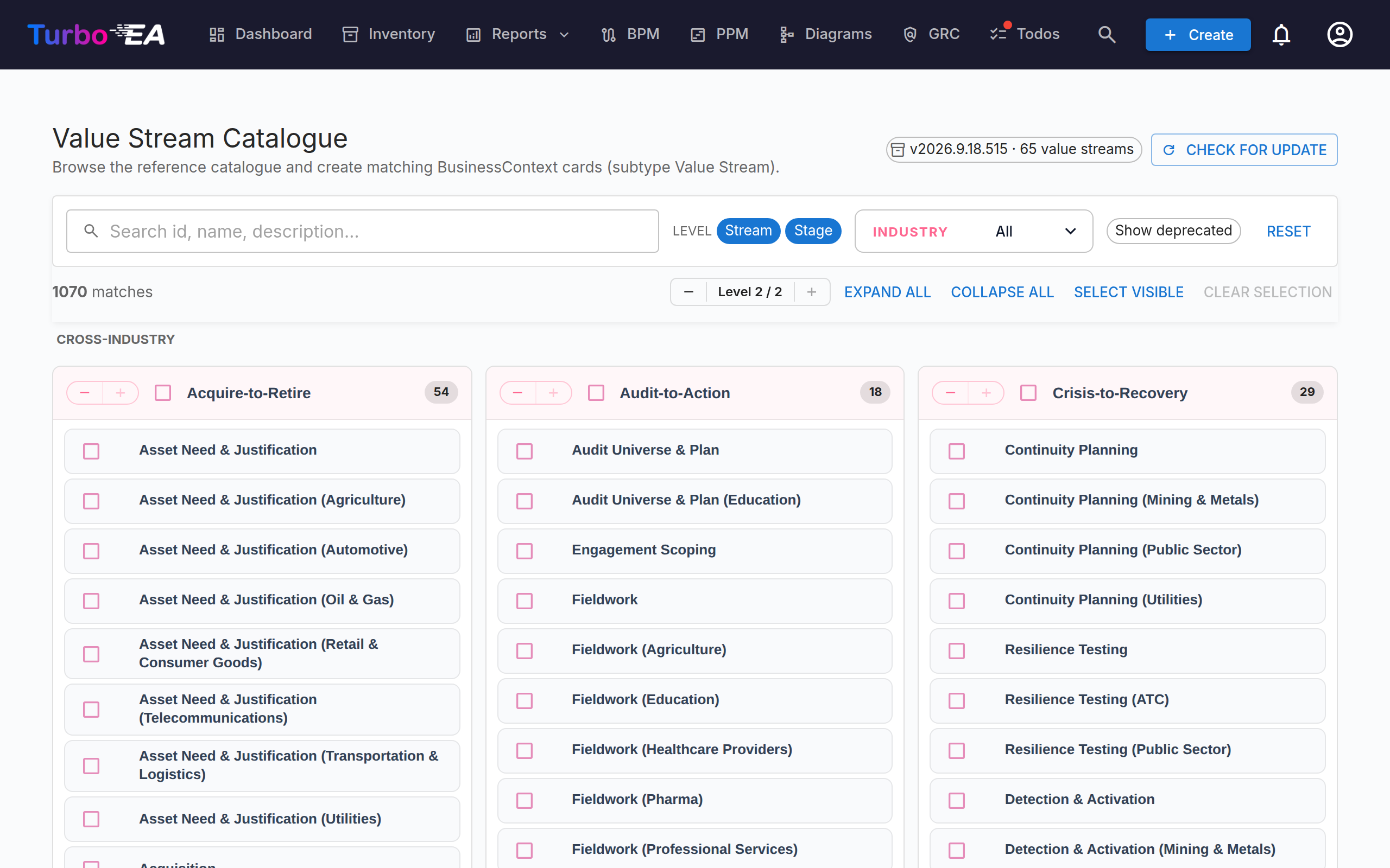 Value Stream Catalogue