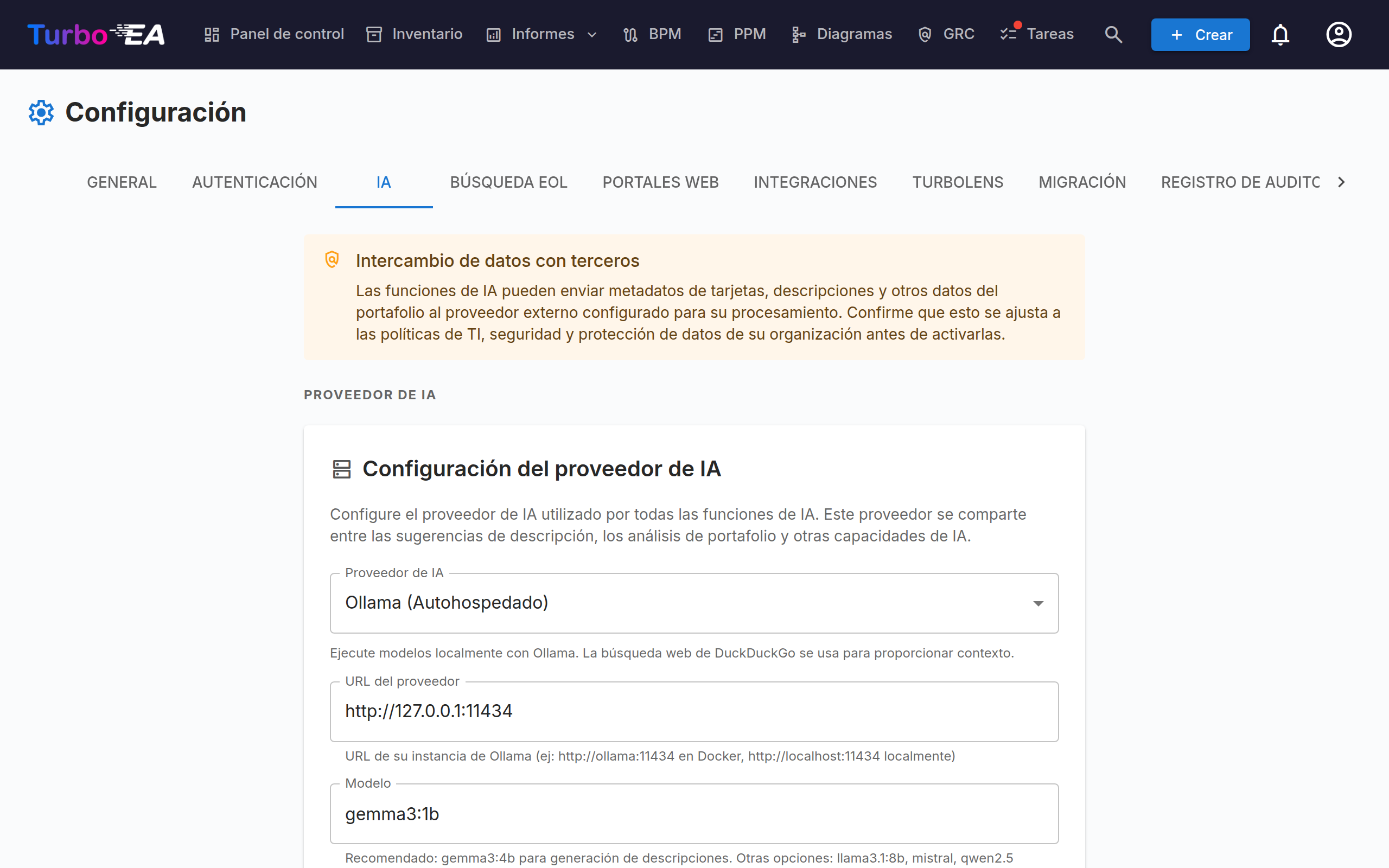 Configuración de Sugerencias IA